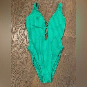 NWOT Sanctuary Kelly Green Ribbed One Piece Swimsuit